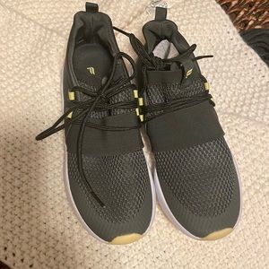 Never worn, ordered wrong size. Dark olive green w/yellow accent!